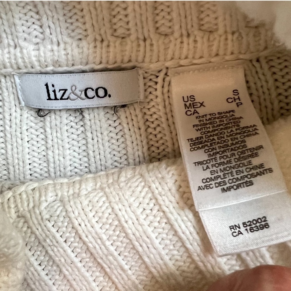 Vintage Patchwork Style Cableknit Turtleneck Crea… - image 7